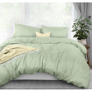 Utopia King Duvet Cover Set Bedding Sage Green 1 Duvet Cover & 2 Pillow Shams